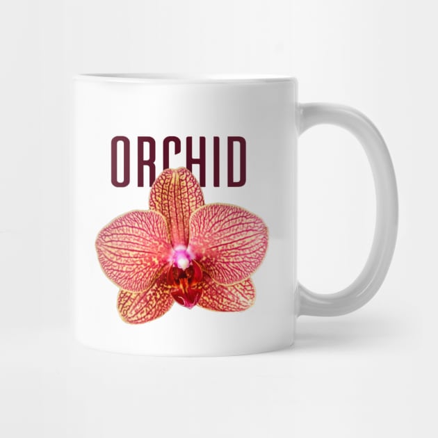 Yellow Orchid with Red Veins with Text by ArtMorfic